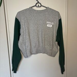 L.A. Hearts Medium Cropped Gray and Green Sweatshirt with White Print